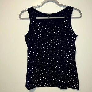Women’s Talbots soft stretchy navy blue polka dot tee shirt tank top sz S P
